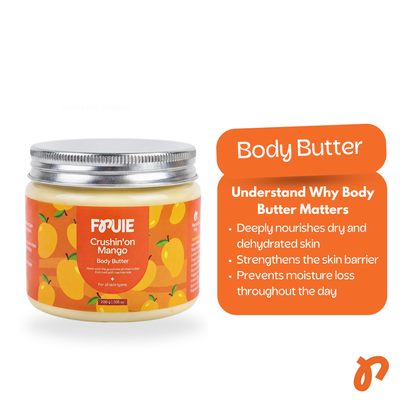 Mango Body Butter with Niacinamide & Shea Butter | 48Hr Intense Moisturization | Non-Greasy | UV Protection | For All Skin Types | 200g